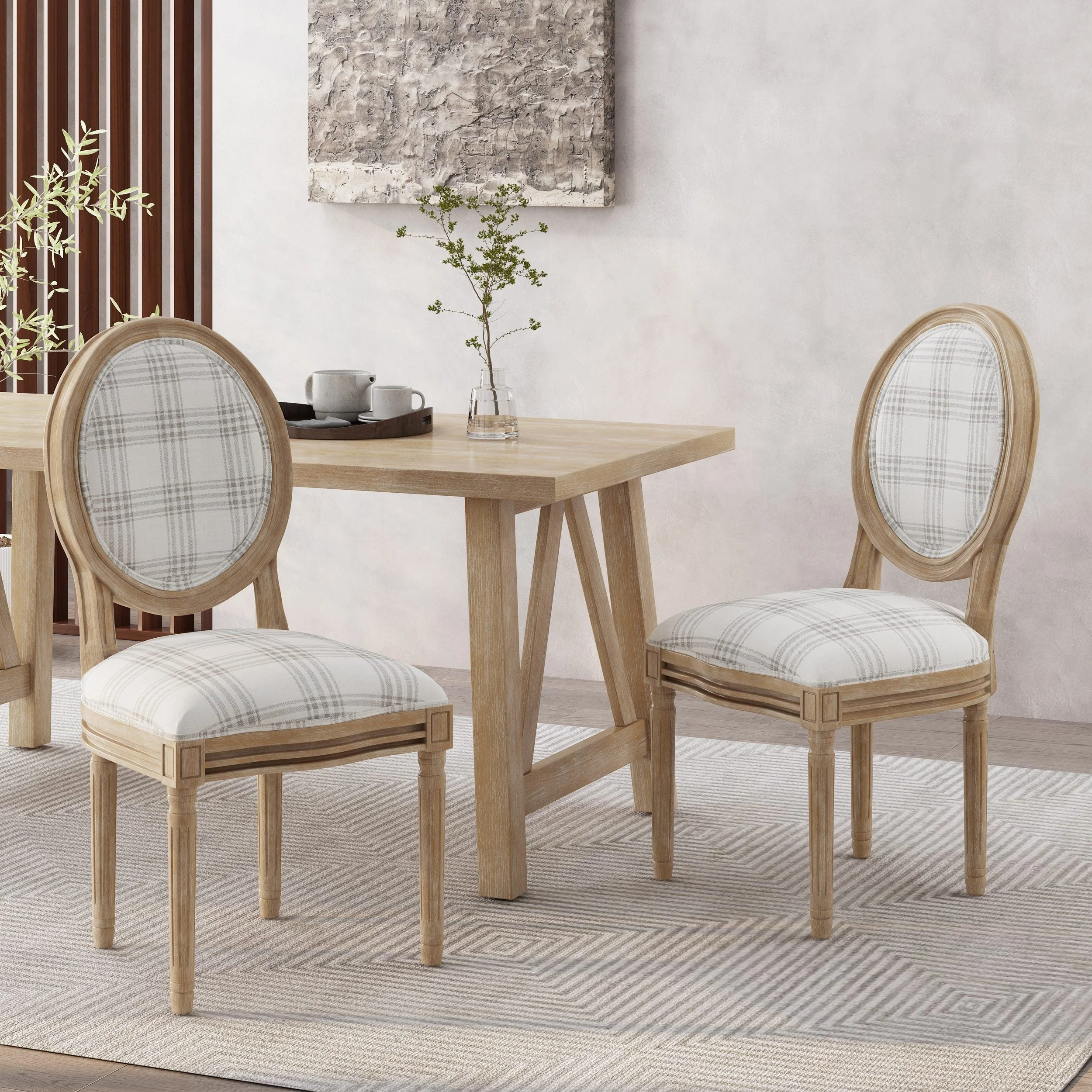 French Country Fabric Dining Chairs - NH419413