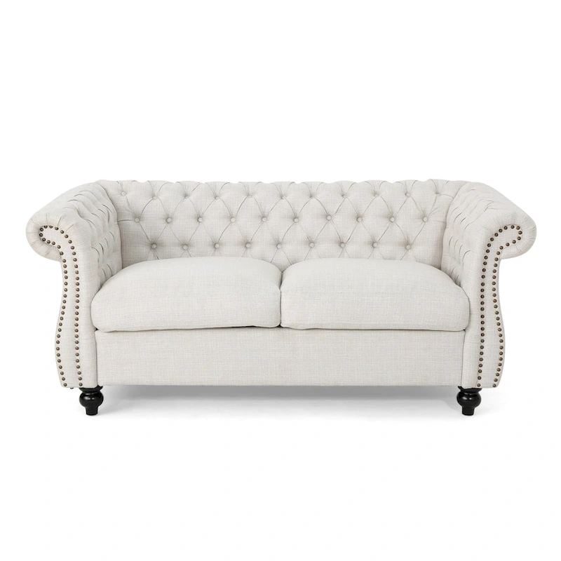 Somerville Upholstered Chesterfield Nailhead Loveseat by Christopher Knight Home
