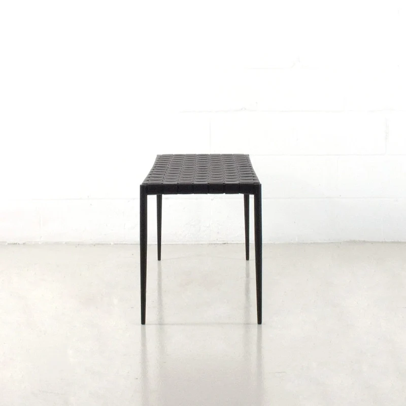 Soho Mid-Century Modern Leather Weave Coffee/Bench 28-inches/ 47-inches