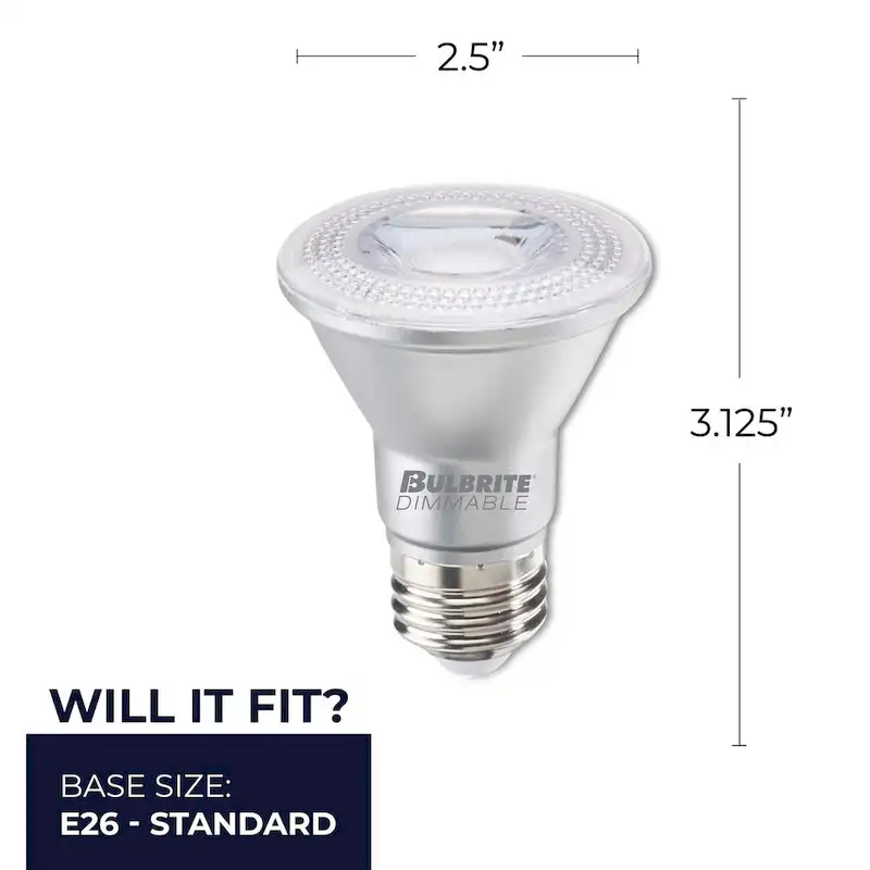 Bulbrite Pack of (6) 7 Watt Dimmable Flood PAR20 Medium (E26) LED Bulb