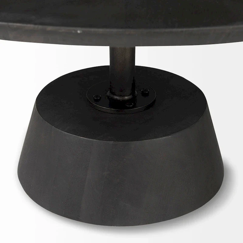 Maxwell Dark Brown Wood w/Black Metal Pedestal Round Side Table