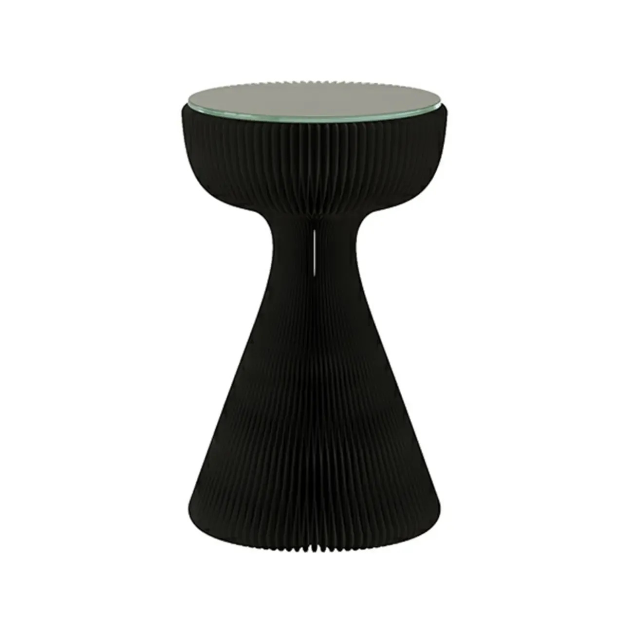 Foldable Modern Black Glass Top Round Side Table