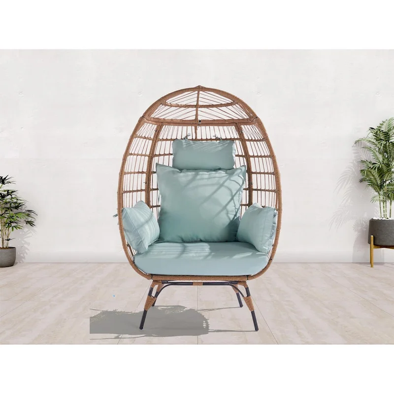 Steel Frame Wicker Egg Chair Max 440lb Capacity