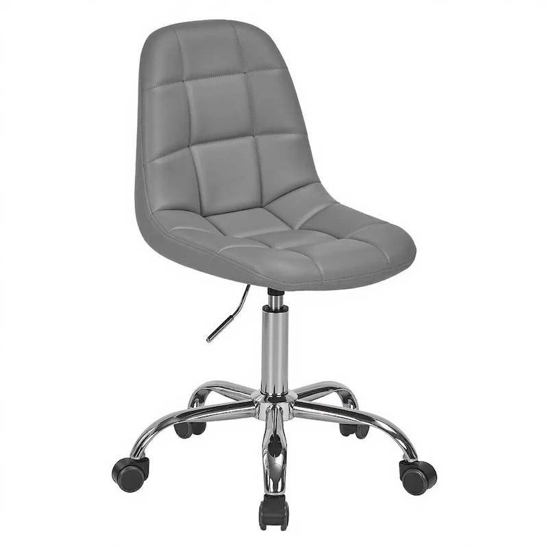 Armless Home Office Chair, Height Adjustable Computer Desk Chair with Wheels