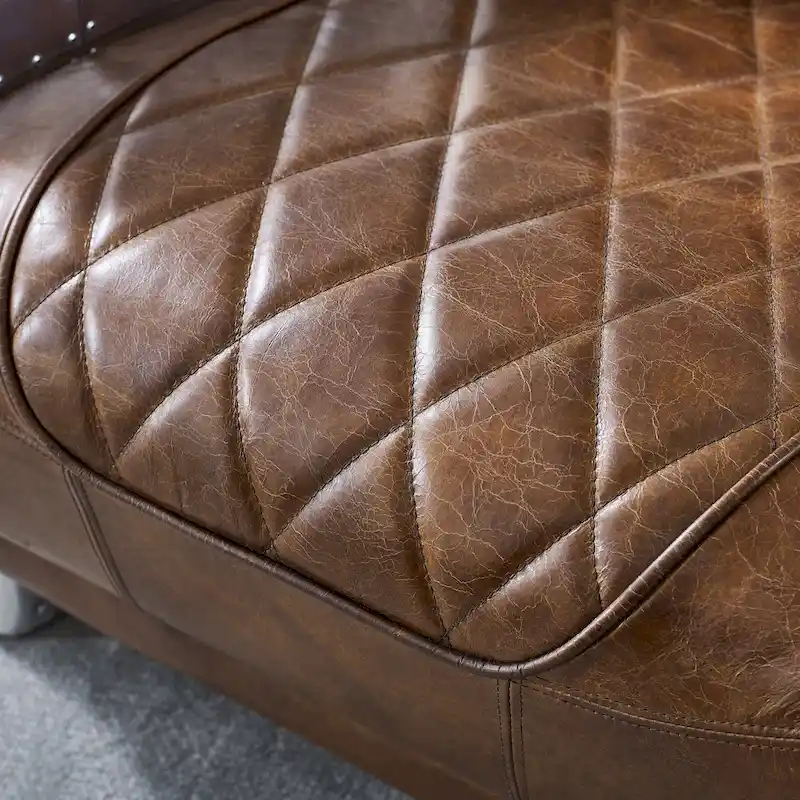 Art Leon IndustrIal Retro Top Grain Leather & Aluminum Accent Chair