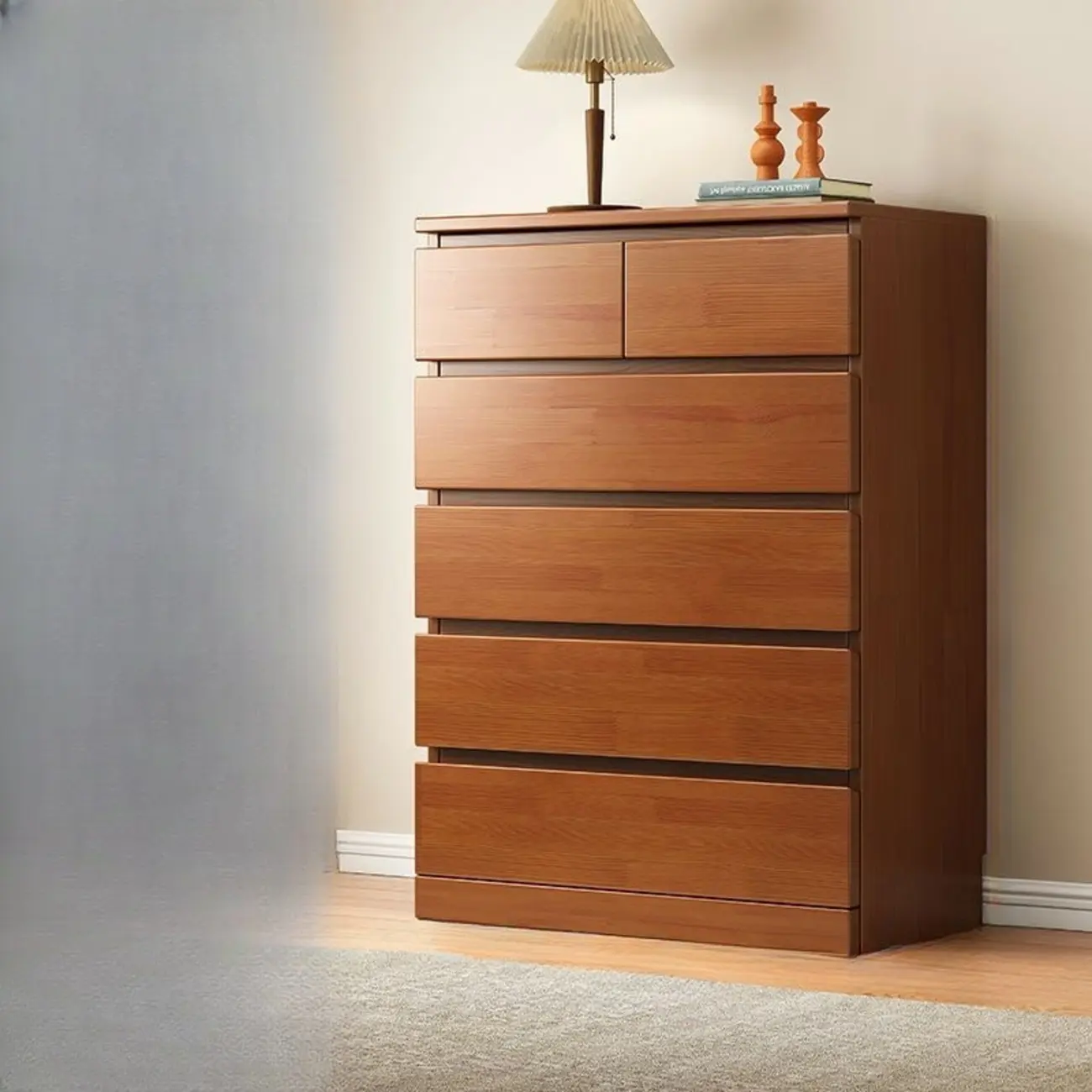 Modern Natural Wood Gloss Surface Dresser with 8-Drawers