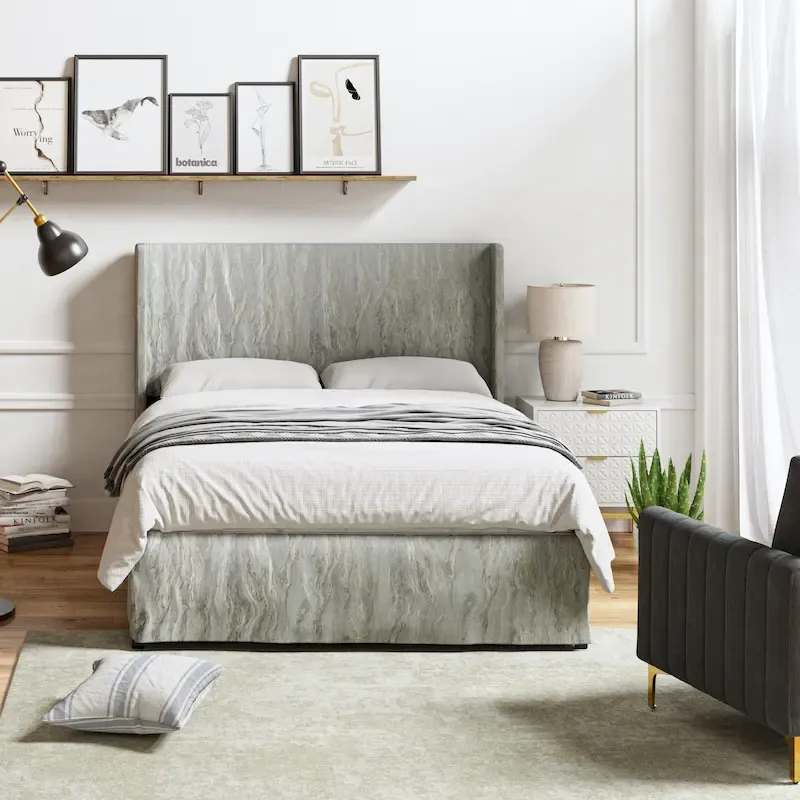 Louise Traditional Washable Slipcover Bed Upholstered Metal by HULALA HOME