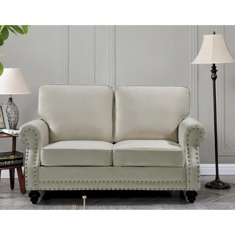 Suffield Velvet Nailhead Loveseat
