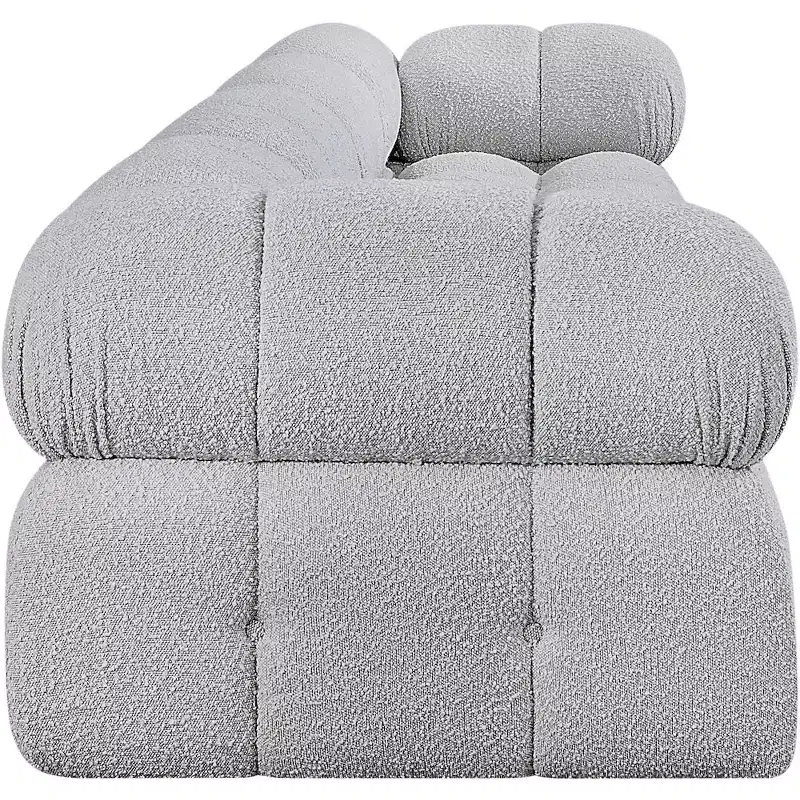 Gray Boucle Upholstered Modular Sofa, Seats 1