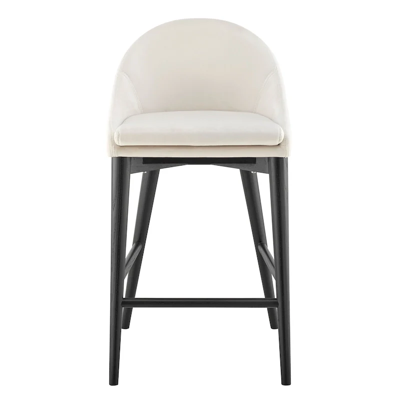 Baruch Counter Stool in Beige with Matte Black Legs - Set of 1