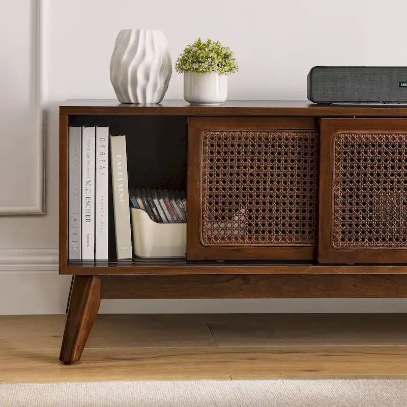 Modern Rattan TV Stand for 65 Inch TV
