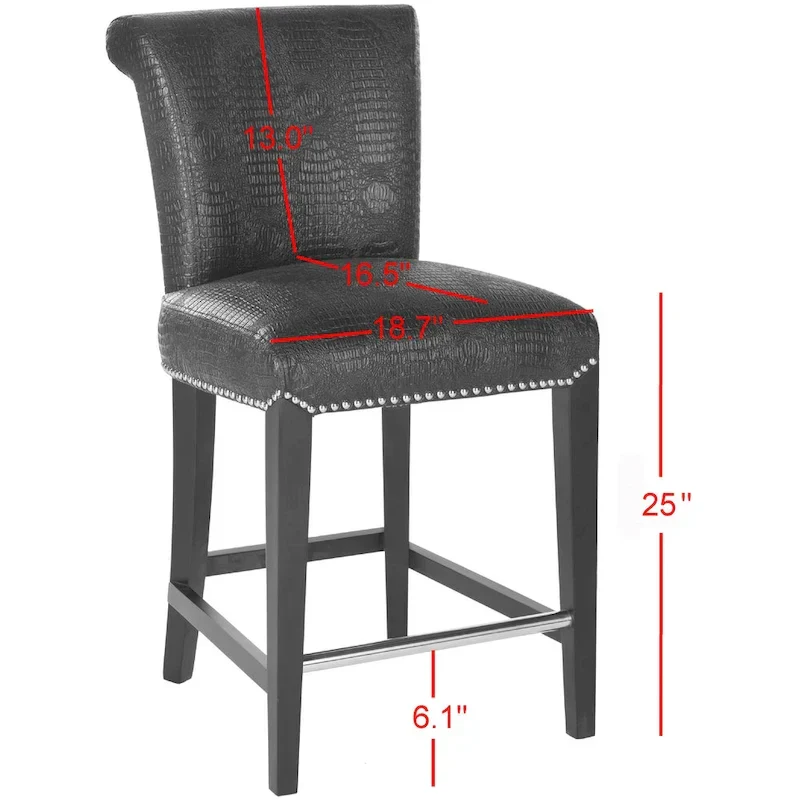 Black Faux Leather 23-inch Counter Stool - 18.7 W x 23 D x 36.4 H - 19Wx23Dx36H