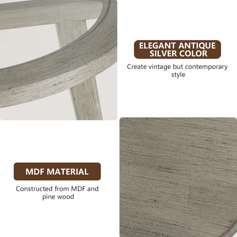 COSIEST Champagne Round Solid Wood Tempered Glass Coffee Table