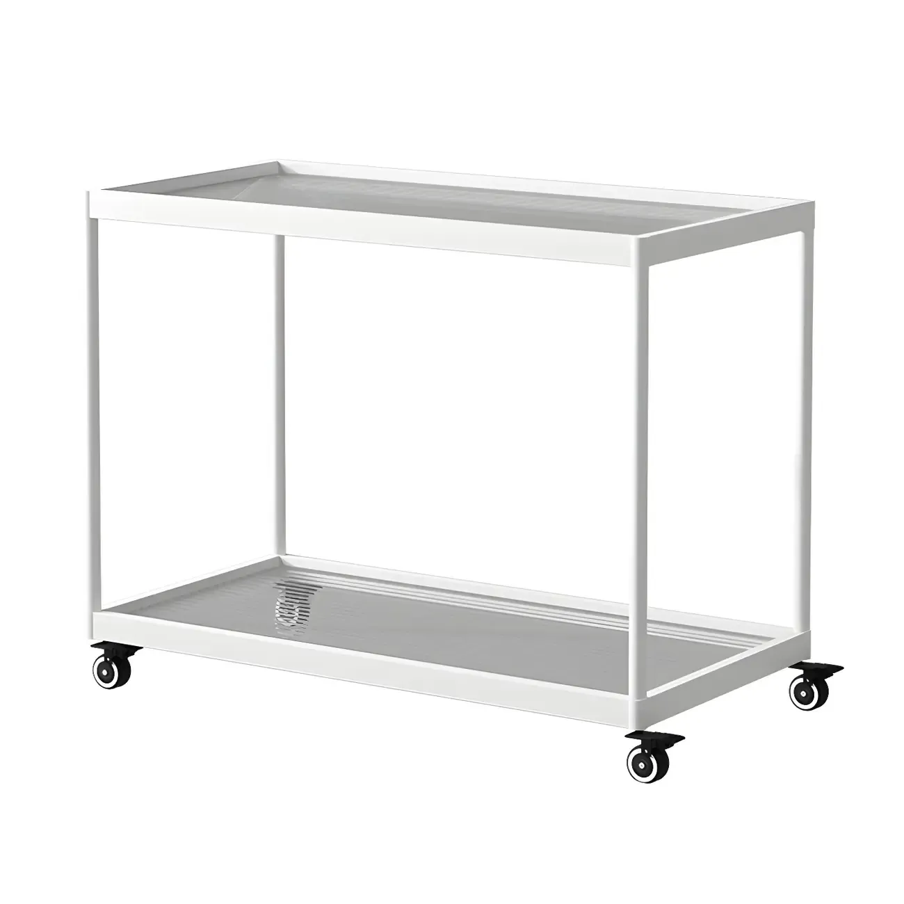 Gold Glass Rectangular Top Shelf Side Table on Wheels