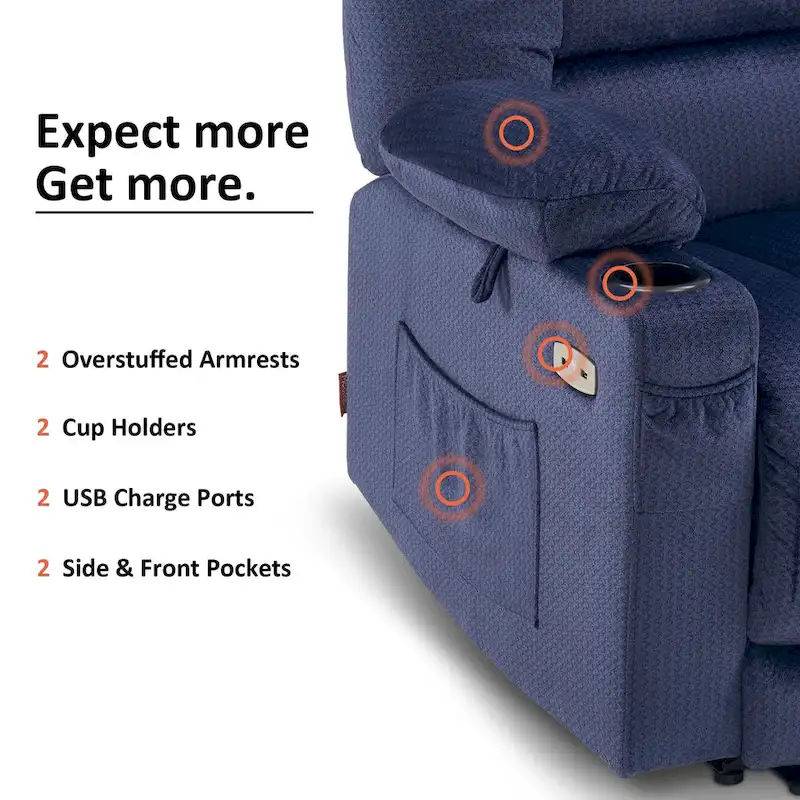 MCombo Electric Power Recliner Chair with Heat and Massage, Fabric 6079/PR670