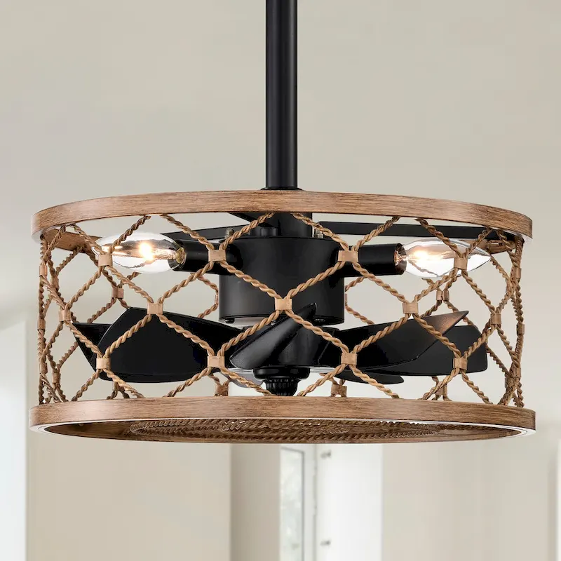 Marzell 16 Inch Modern Wood Grain Fandelier - N/A