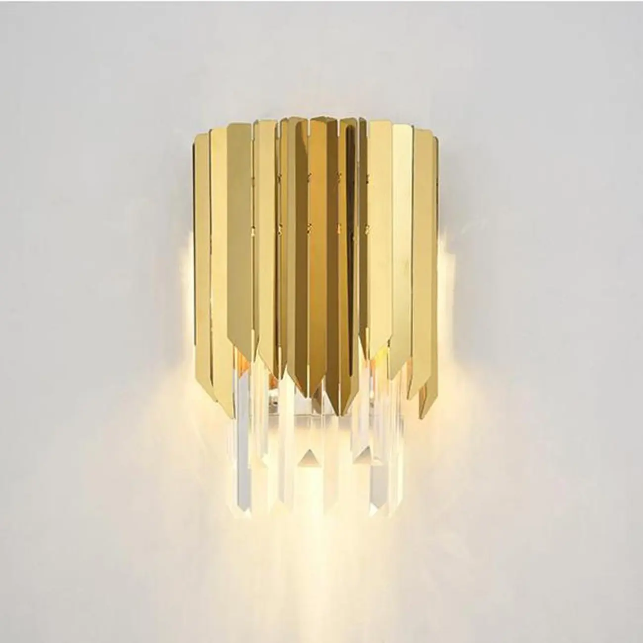 Modern Crystal Gold Metal Tassel Tiered Shining Wall Sconce