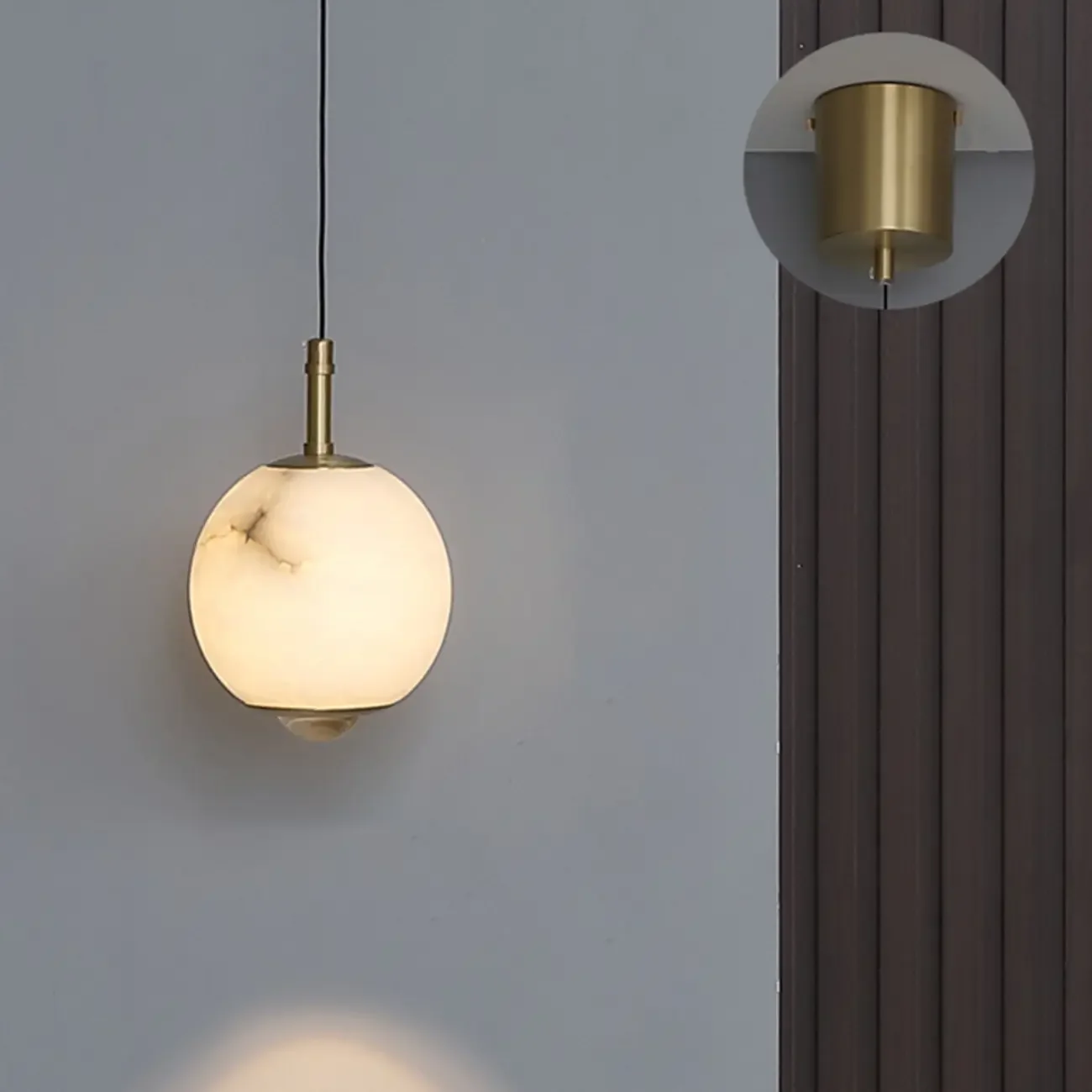 Modern Gold Globe Alabaster Kitchen Pendant Lighting