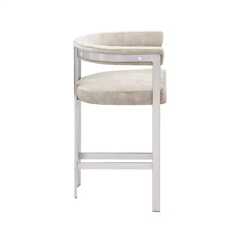 Meridian Furniture,Marcello Beige Velvet Counter Stool, Set of 2