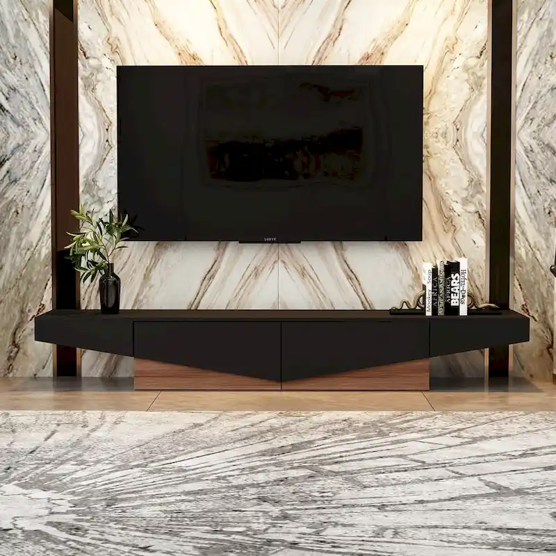Black&White color scheme TV Cabinet,Entertainment center with 2Drawers - 78.7W