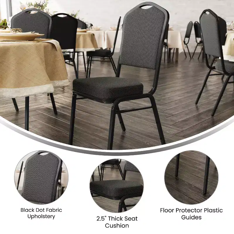 Black Crown Back Stacking Banquet Chair, Set of 4