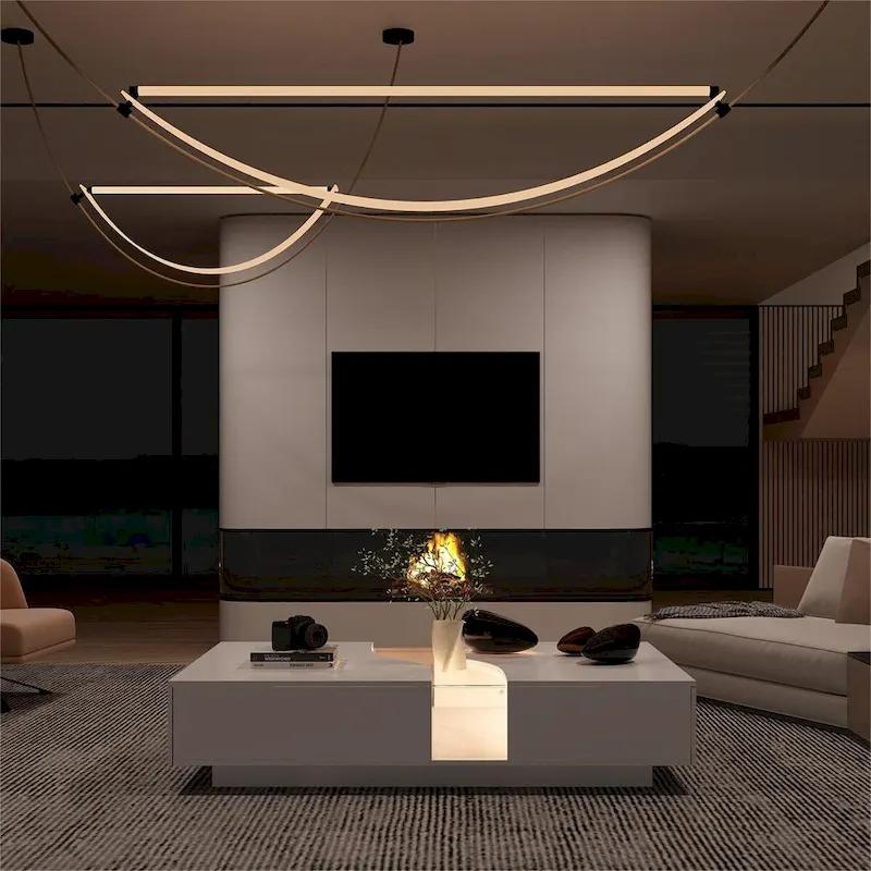 Function & Elegance: Modern LED-Lit Coffee Table with Glass Top