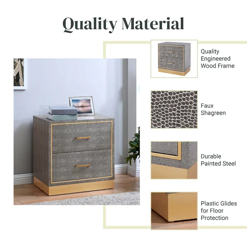 Edinburgh 2-Drawer Faux Shagreen End table