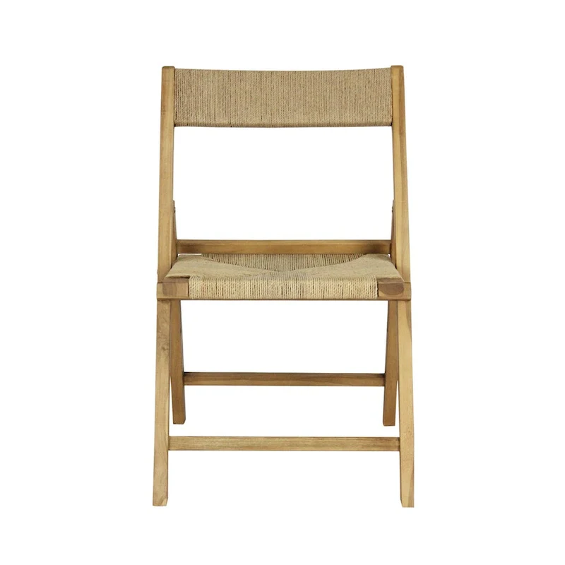 Mallorca Coastal Modern Wood Woven Seagrass Folding Chair, Natural (Set of 2) by JONATHAN Y