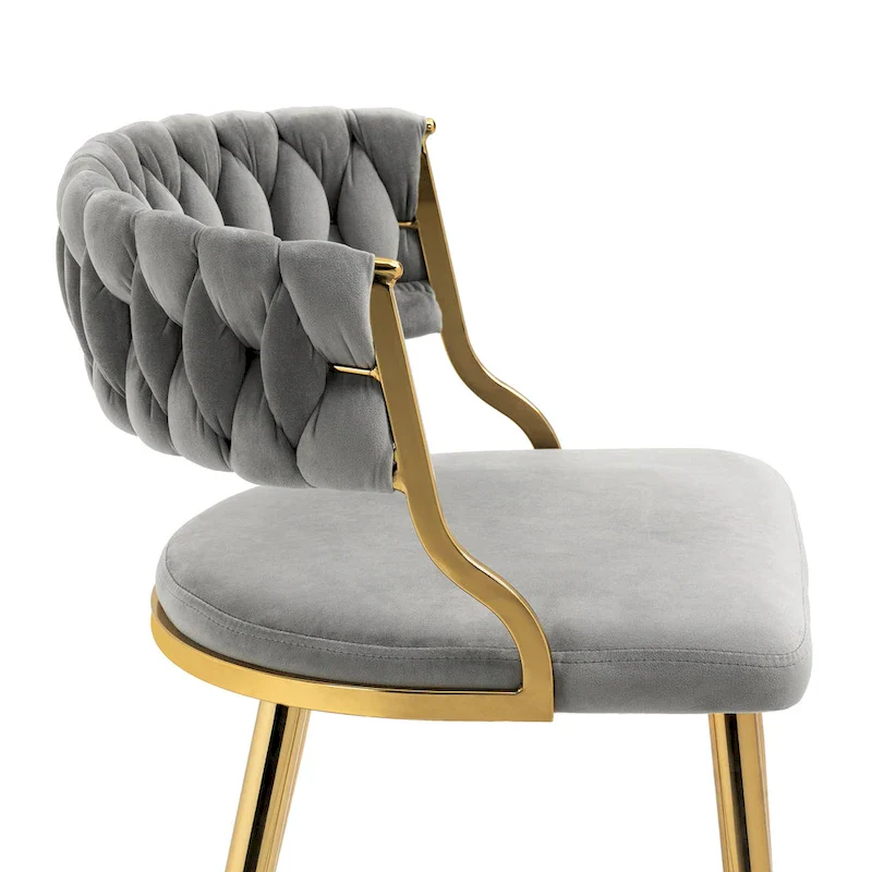 Set of 4 Velvet Dining Chair with Golden Metal Legs