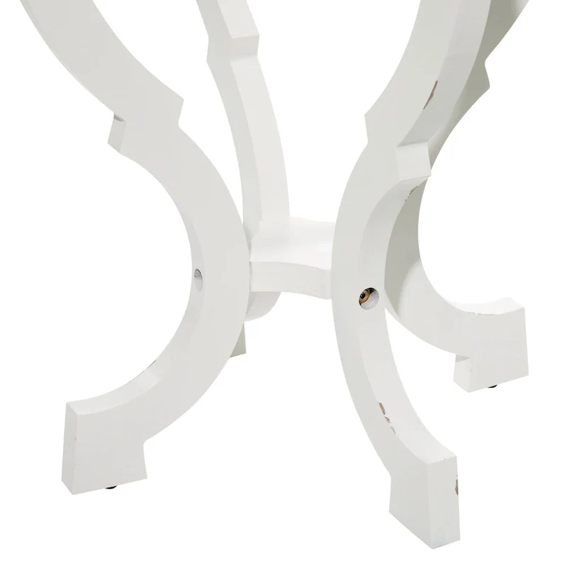 Scrolled Wood Round End Accent Table - 25x19x19