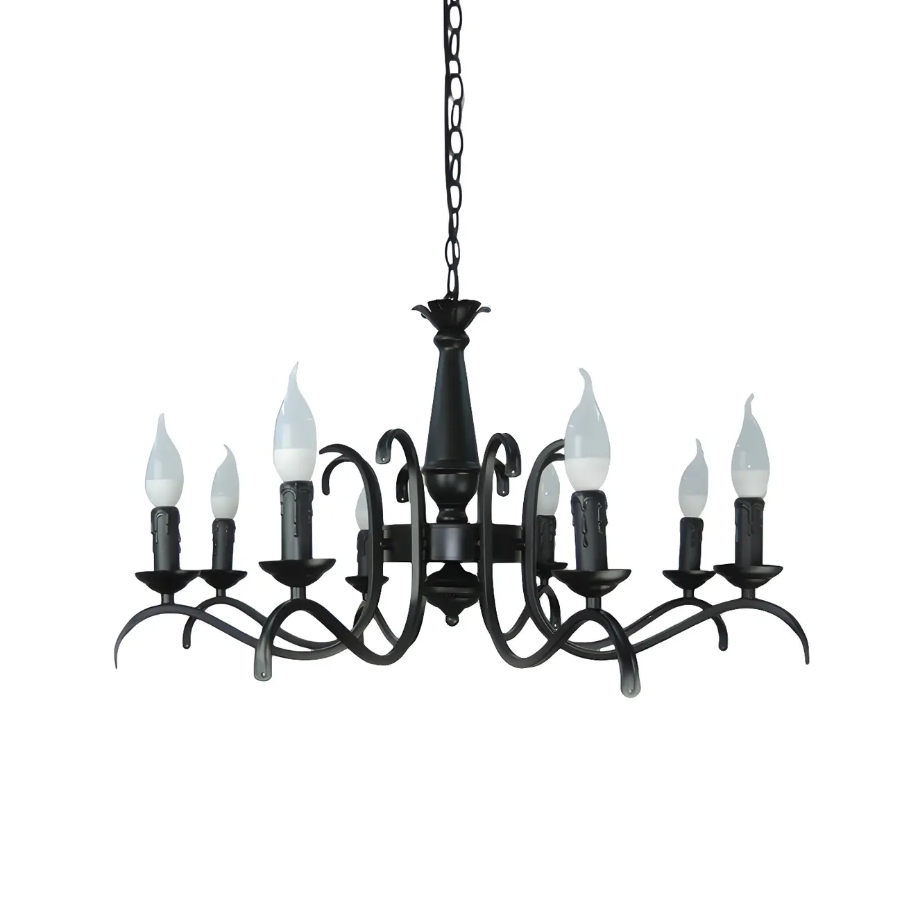 Industrial Black Metal Candelabra Chandelier