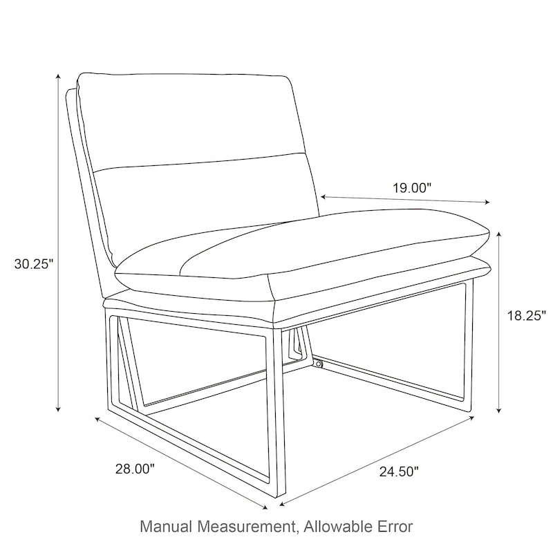 Glitzhome 30.25H Modern Soft PU Leather Armless Accent Chair