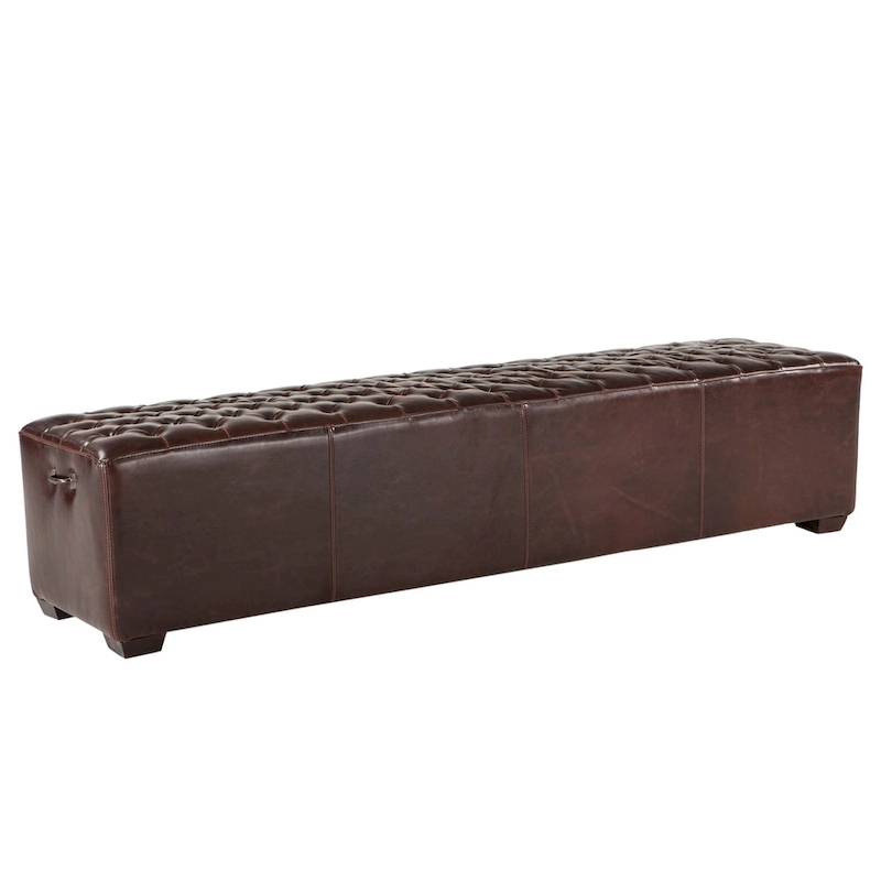 Copper Grove Pravets 78-inch Leather Bench with Diamond Stitch Detailing