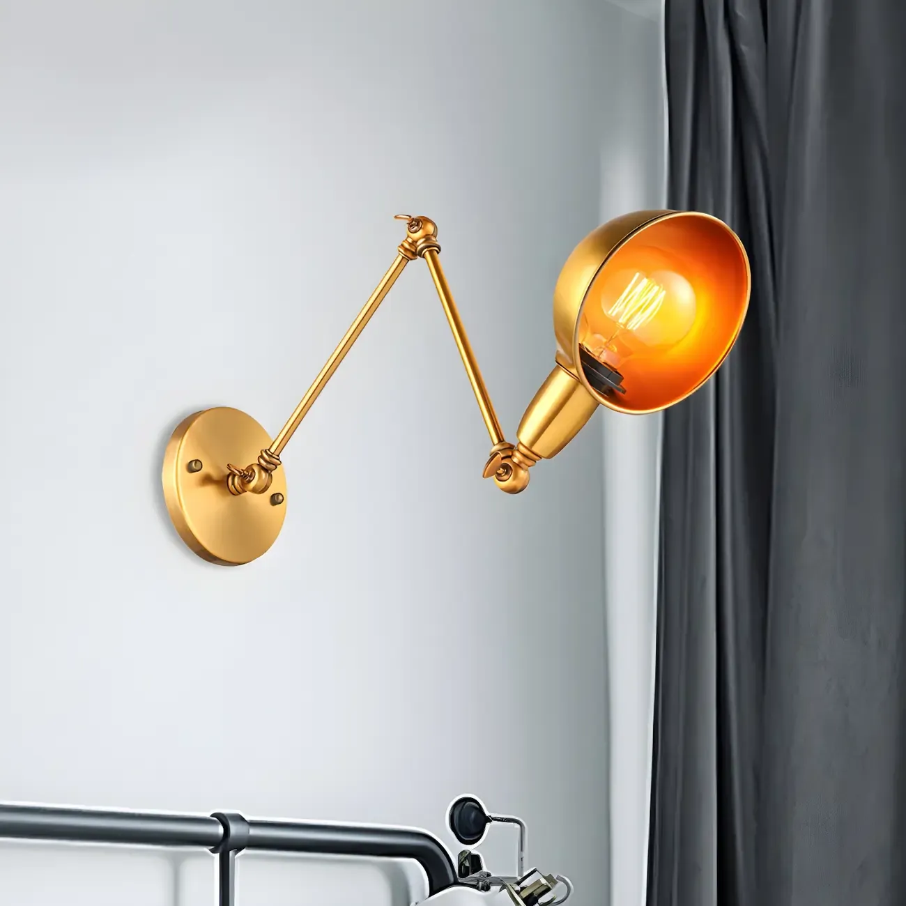 Retro Dome Metal Swing Arm Wall Light