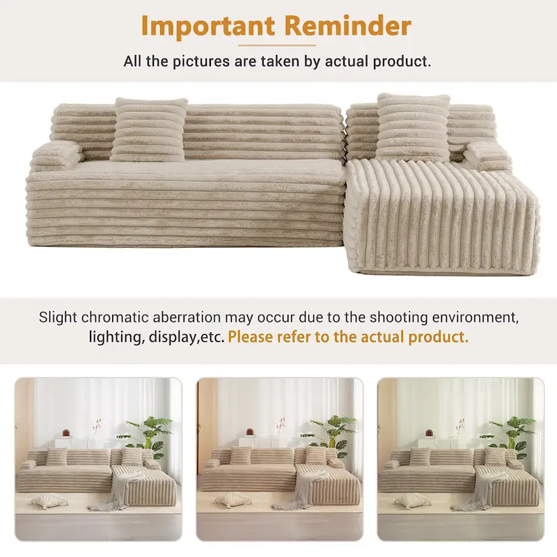 Cloud Sectional Sofa, Modern Upholstered Couch with 2 Throw Pillows, Free-Combined Sofa, Modular Sectional L Shaped Couch