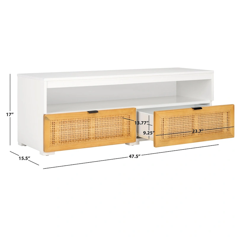 SAFAVIEH Kaitlyn 2-Drawer 1-Shelf Entertainment Media Stand (Fits Up To 55  Flatscreen TV) - 48Wx16Dx17H