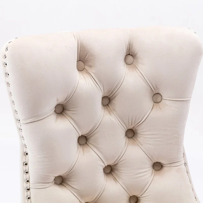 Modern Velvet Upholstered Dining Chair with Wood Legs,Set of 2