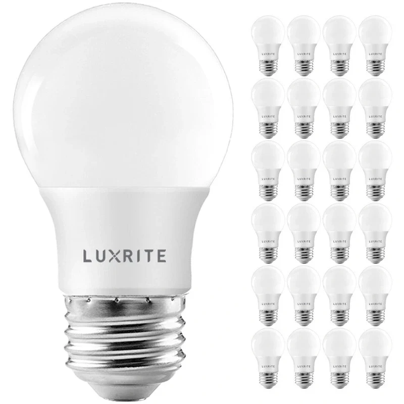 Luxrite A15 LED Light Bulb, 40W Equivalent, Dimmable, 600 Lumens, Enclosed Fixture Rated, Energy Star, E26(24 Pack)