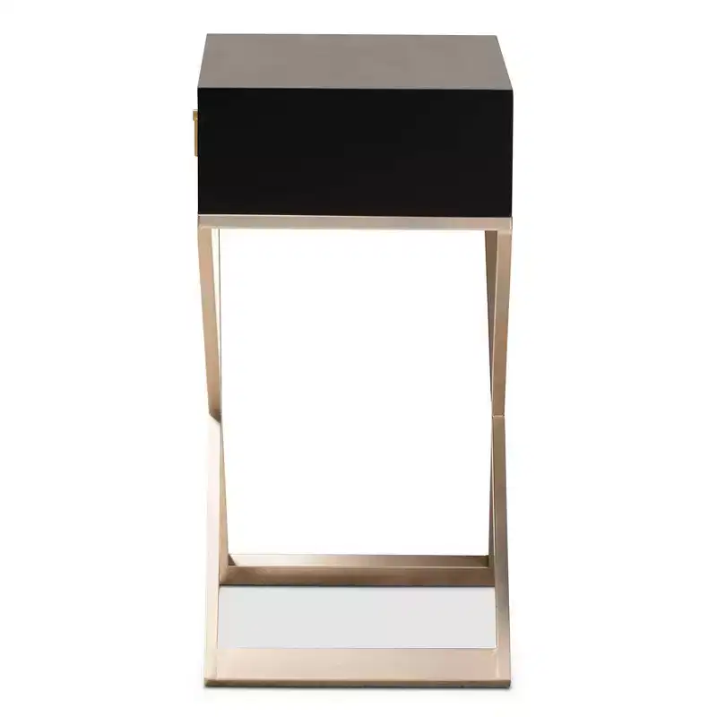 1 Drawer Patricia Brass Tone Metal Nightstand - Baxton Studio