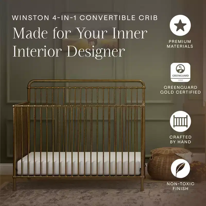 4-in-1 Convertible Metal Crib