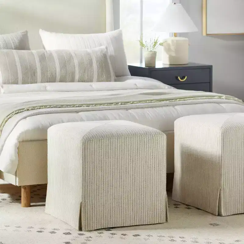 Lynwood Slipcover Cube Ottoman - Threshold designed with Studio McGee