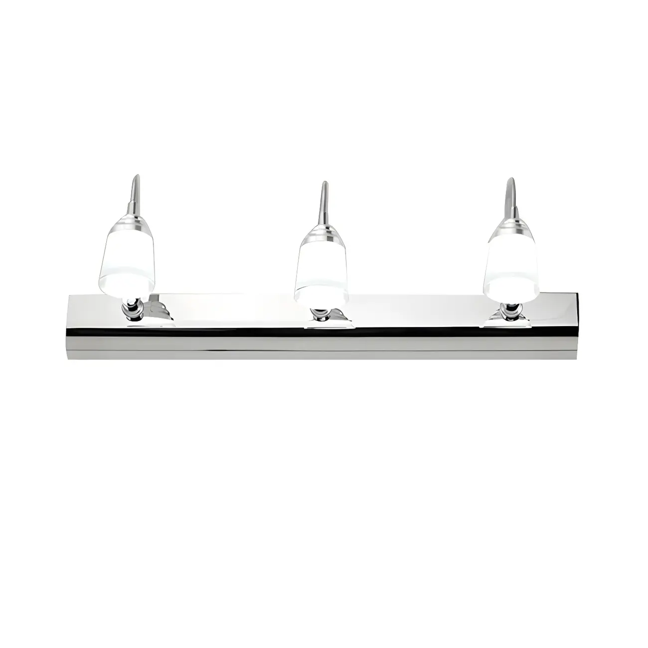 Modern Chrome LED Bathroom Vanity Light with White Shade