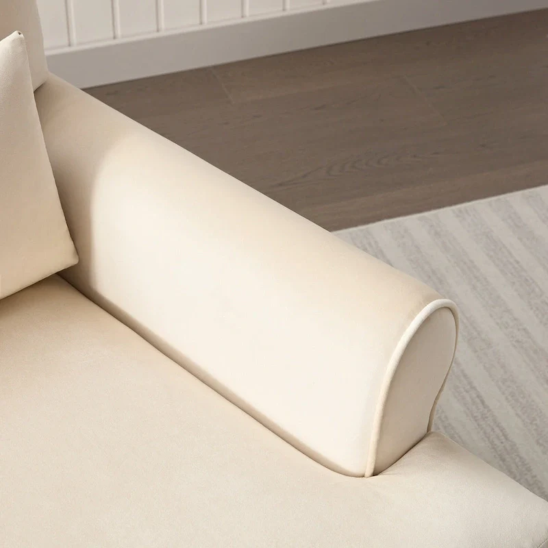 Beige 37.8 Velvet Accent Chair