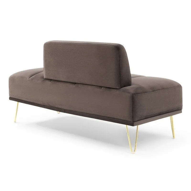 56.3Inch Width Modern End of Bed Bench,Velvet Fabric Upholstered 2 Seater Sofa Couch Entryway Ottoman Bench,Grey