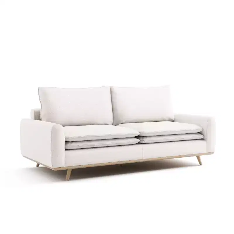 HOMES: Inside + Out Gubera 82" Mid-Century Sofa Cotton Linen Blend Upholstery with Feather Blend Cushions