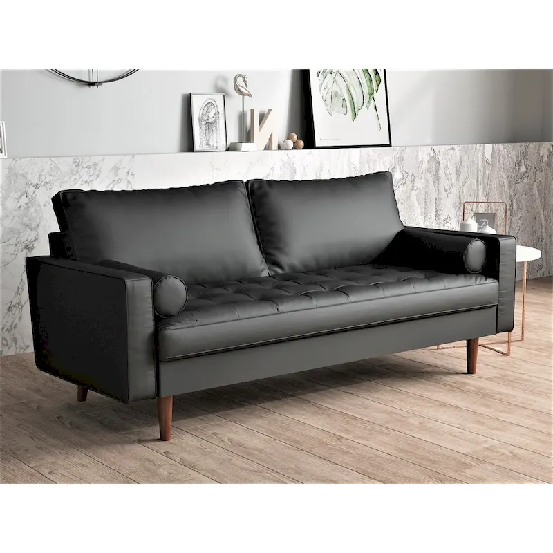 US Pride Lopez Faux Leather Mid-century Modern Sofa