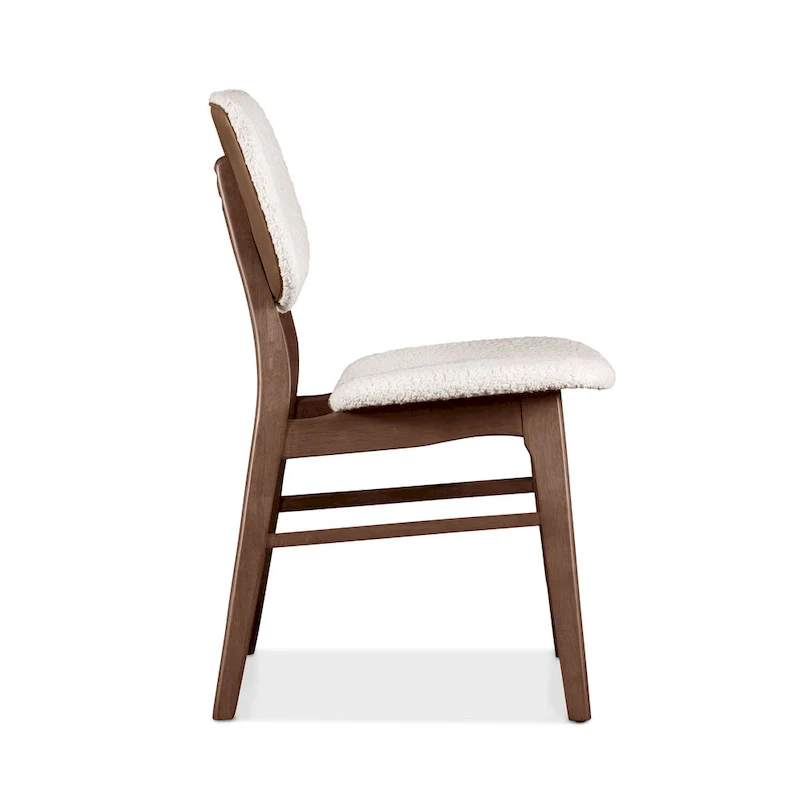 Mid-century 2-Pack Walnut Dining Chair Set with Boucle Upholstery