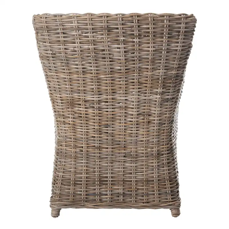 Distressed Brown Woven Rattan Wingback Armchair (Fully Assembled)