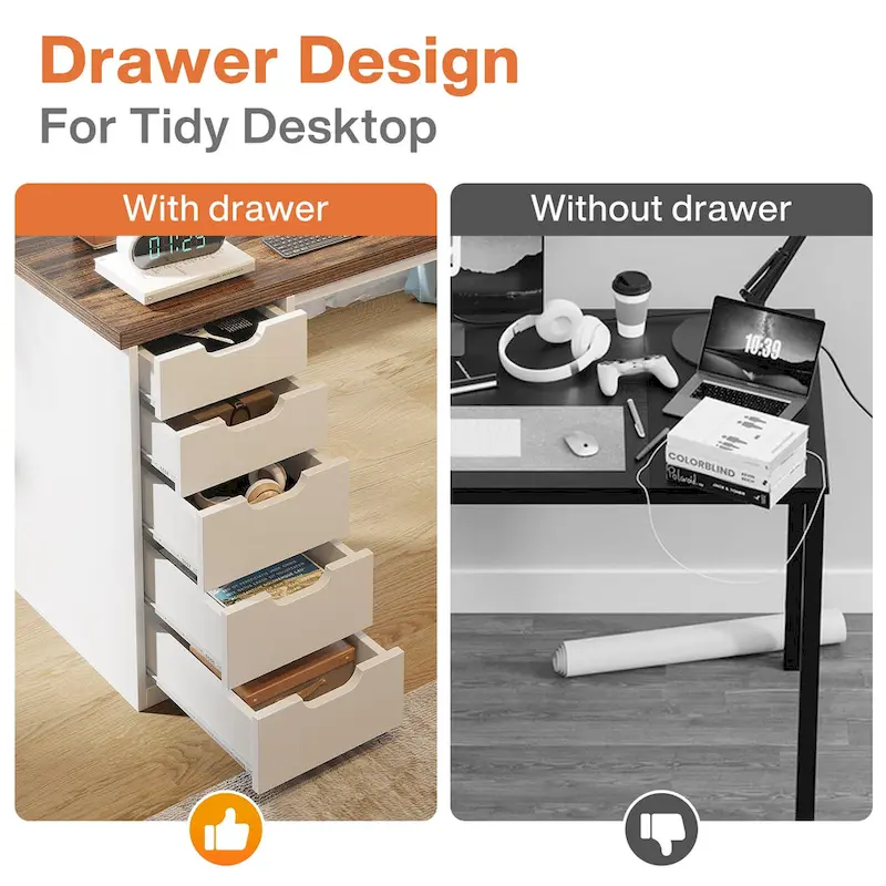 Modern Simple Computer Desk Study Writing Table with 5 Drawers