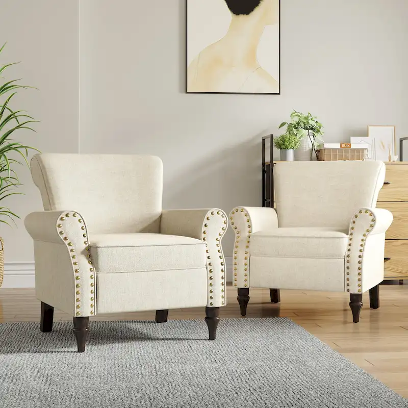 Living Room Armchair with Nailhead Trim - 29.9W x 29.9H x 32.9D